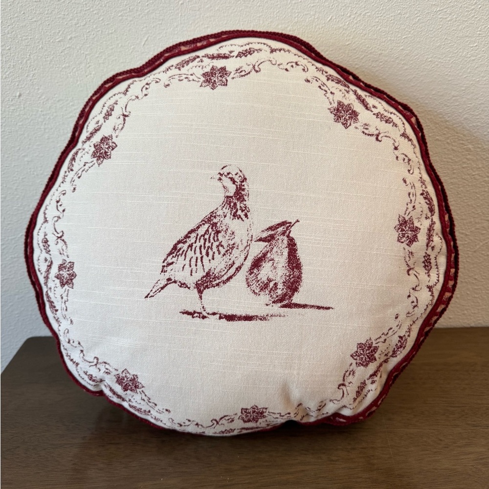 New studio McGee burgundy partridge bird pillow